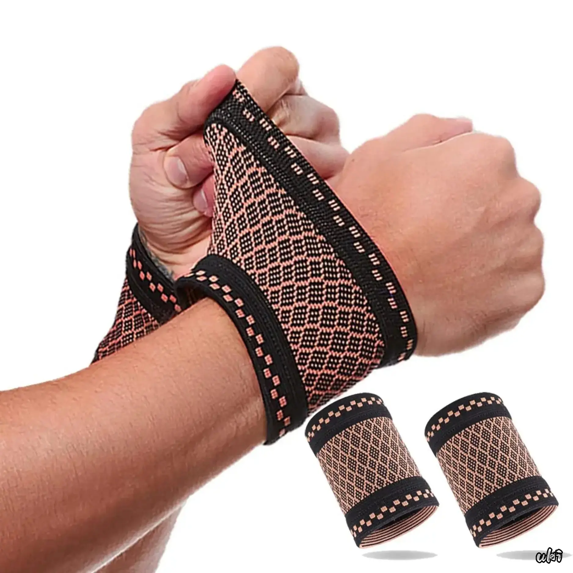 Unisex 2-Pack Compression Wrist Sleeves with Built-in Uniform Compression Wraps, Elastic Breathable Wrist Support Braces for Daily Sports, Tennis, Fitness (Eliminates Friction Redness)