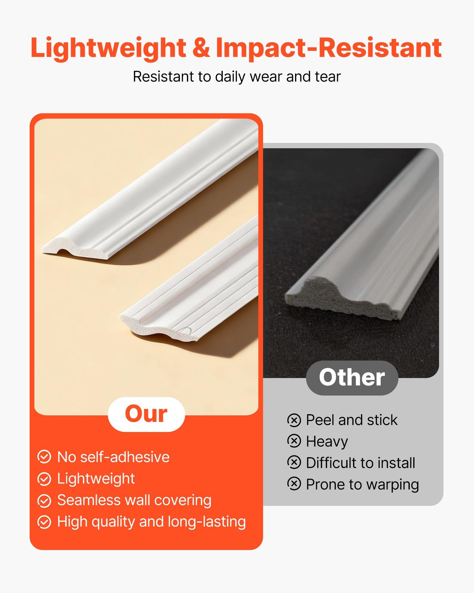 VEVOR Wall Molding 6 Pack, Wainscoting Panels Kit, Lightweight Paintable Polystyrene, Easy to Install, Waterproof Accent Wall Trim for Interior Décor Living Room, Bedroom, White (24x54 + 24x24 in) VEVOR Wall Molding 6 Pack, Wainscoting Panels Kit, Lightweight Paintable Polystyrene, Easy to Install, Waterproof Accent Wall Trim for Interior Décor Living Room, Bedroom, White (24x54 + 24x24 in)