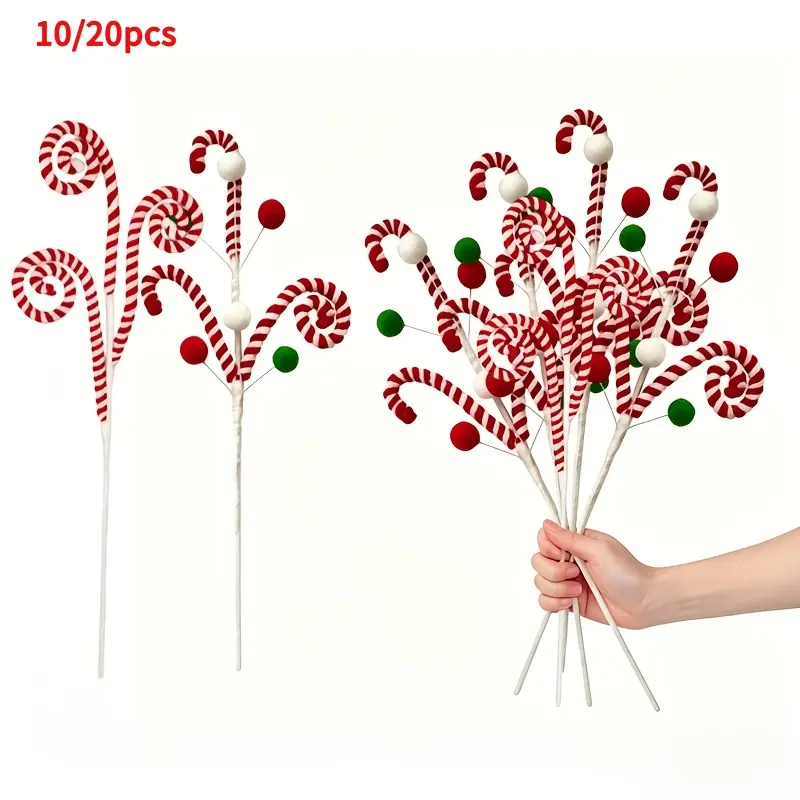 10/20pcs Christmas Decorative Artificial Flowers, Holiday Table Centerpiece Set, Festive Home Decoration, Gift Box Ornament