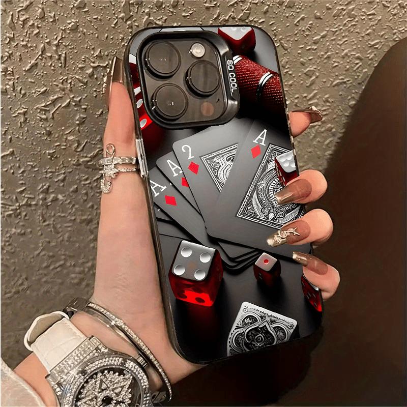 Ultra-Thin Shockproof TPU Poker Phone Case for iPhone 7, 8 Plus, X, XR, XS MAX, 11, 12 Pro, 13, 14, 15 Plus, 16 Pro Max Veneer Hard Cover