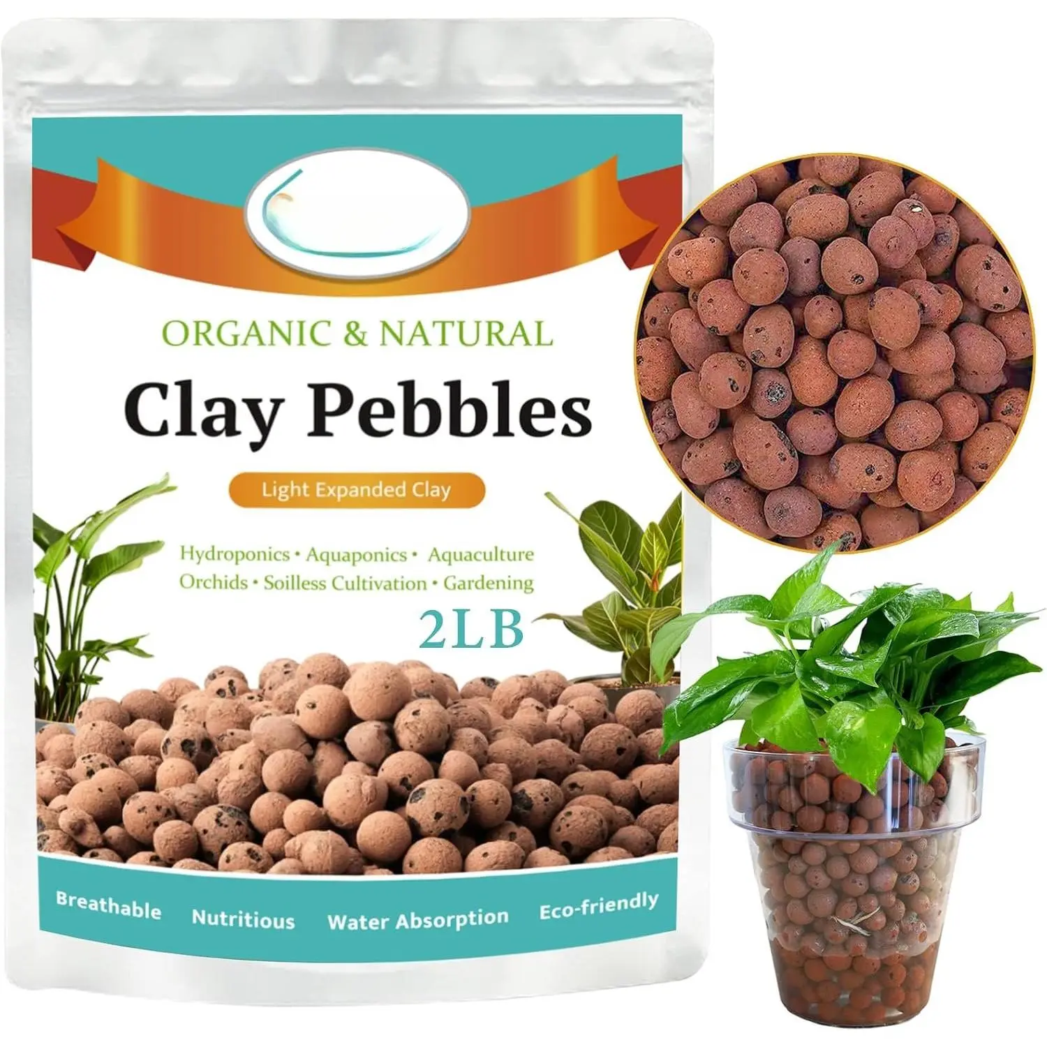 2LB Leca Clay  for , 4mm-16mm Clay Balls for Hydroponic | Drainage, , Aeration,  Retention, Lightweight,  Leca for Orchids, , Terrariums, Aquaponics