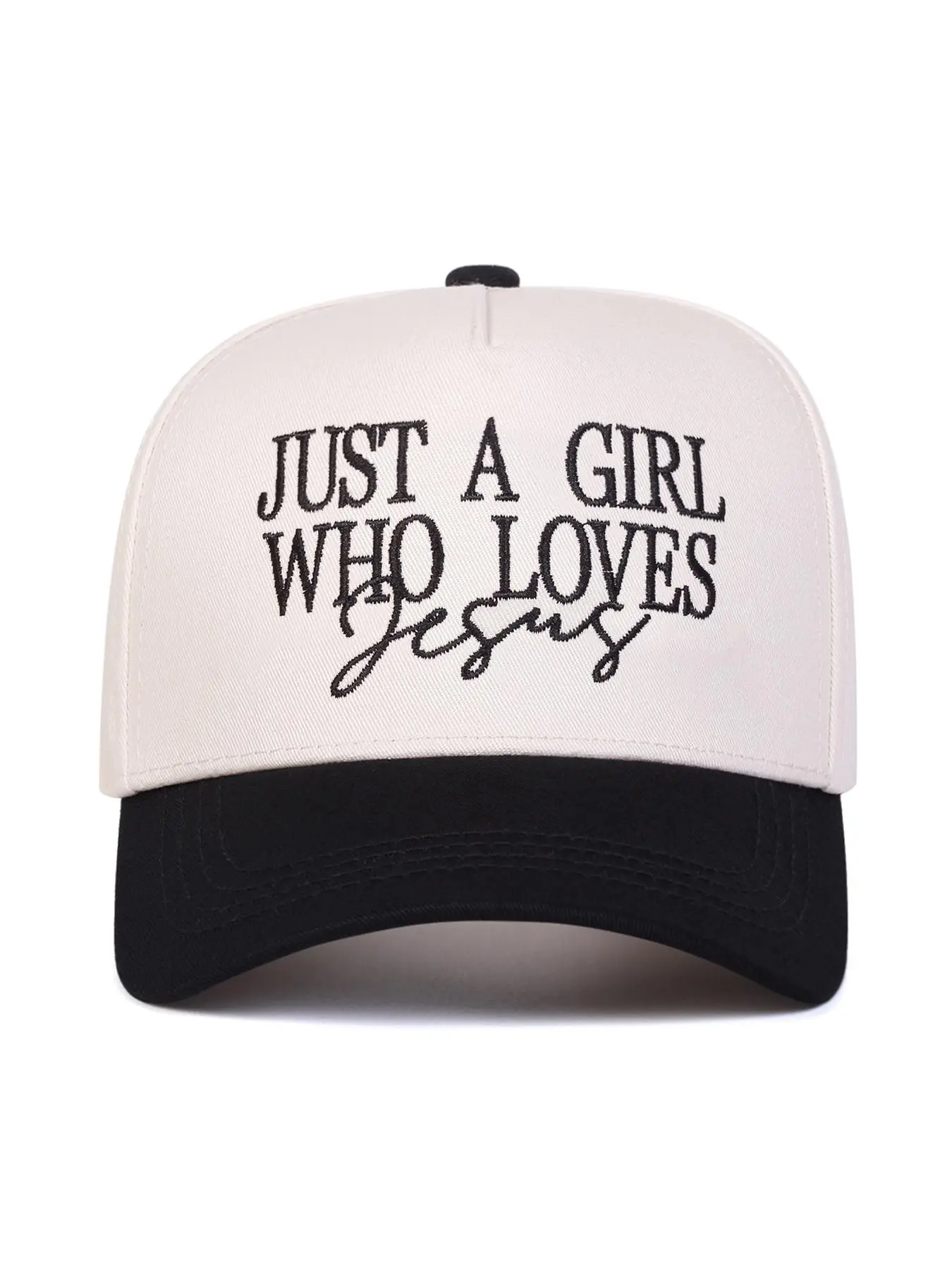 "Just a Girl Who Loves Jesus" Embroidered Letter Trucker Cap, Embroidery Trucker Hat, Casual Outdoor Sports Hat for Men & Women, Perfect Gift for Faithful Friends & Family, Script Trucker Hat