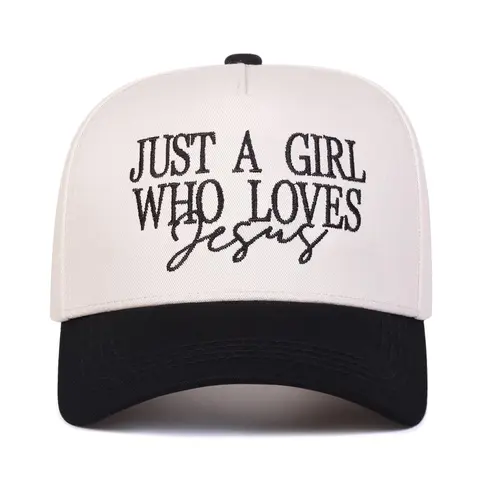 "Just a Girl Who Loves Jesus" Embroidered Letter Trucker Cap, Embroidery Trucker Style Hat, Casual Outdoor Sports Hat for Men & Women, Perfect Gift for Faithful Friends & Family, Script Trucker Hat
