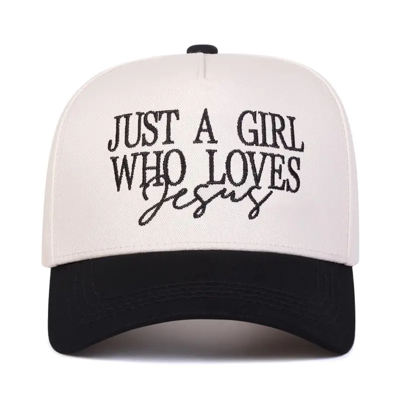 "Just a Girl Who Loves Jesus" Embroidered Letter Trucker Cap, Embroidery Trucker Style Hat, Casual Outdoor Sports Hat for Men & Women, Perfect Gift for Faithful Friends & Family, Script Trucker Hat