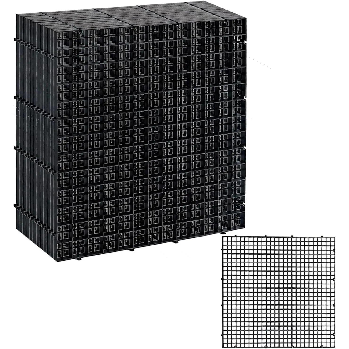 12 PCS 11.8"×11.8" Fish Tank Divider Egg Crate Plastic Grid Panels for Aquarium Separation Rock Support DIY Filtration Platforms & Bottom Protection Black