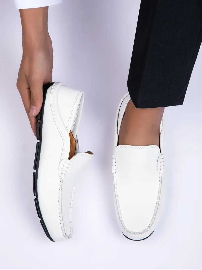Men's Business Style Solid Color Slip-on Loafers, Casual Comfortable Breathable Walking Shoes, Fashionable Shoes for Daily Wear, Boy