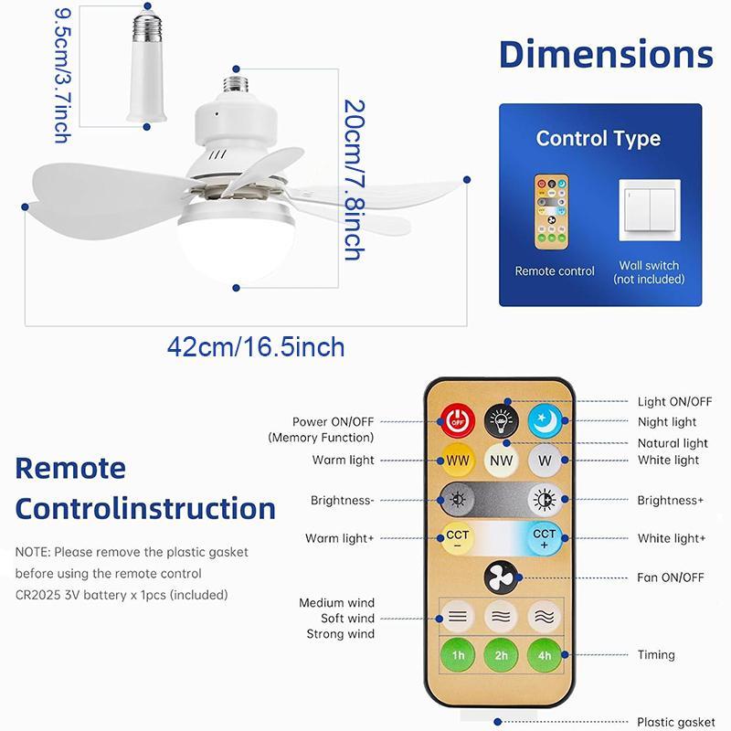 Ceiling Fan with Light & Remote Control, Quiet Ceiling Fan with 6 Blades, Low Profile Ceiling Fan with Light for Bedroom, Garage, Kitchen, Living Room