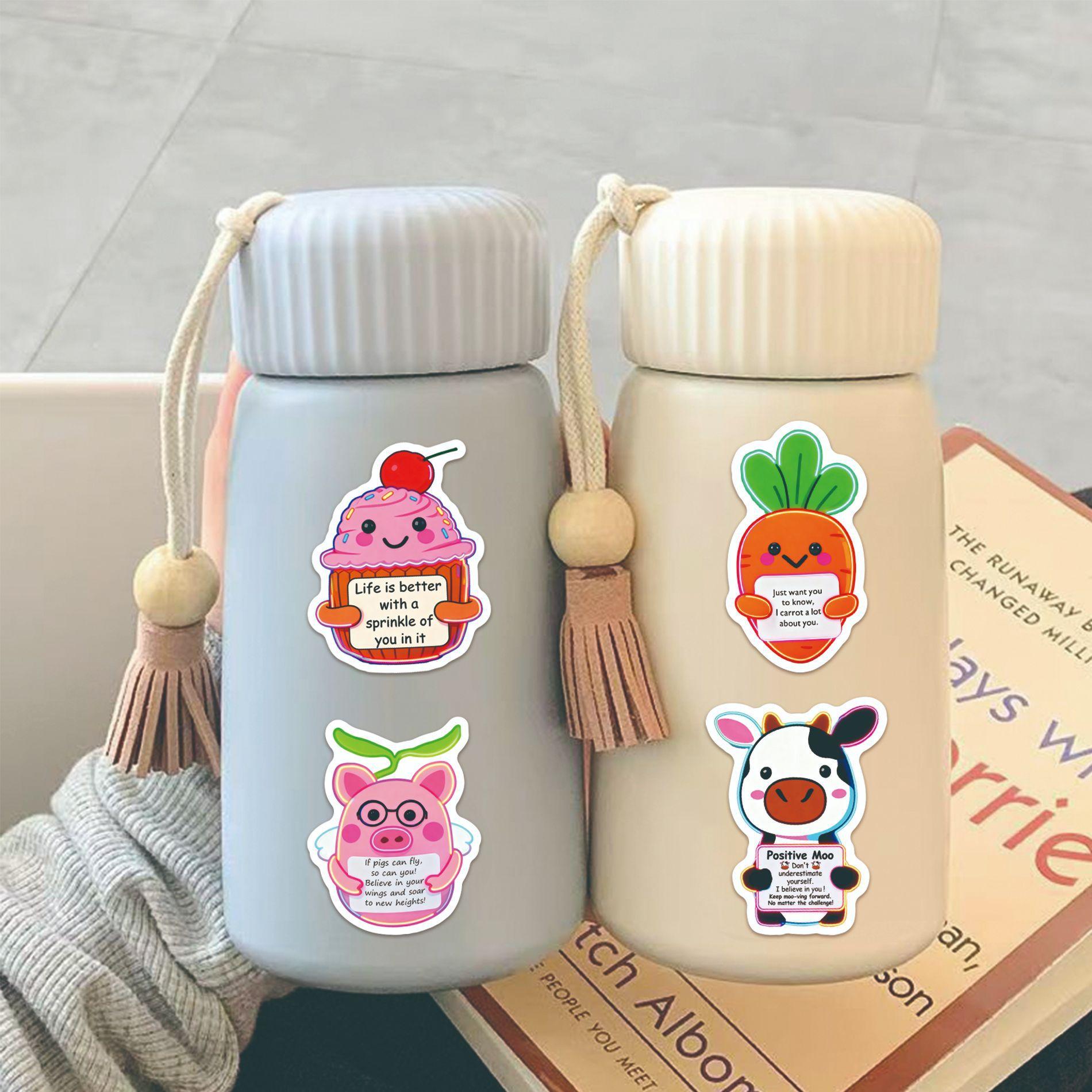 60 Pcs Motivational Animal Stickers, Emotional Support PVC Vinyl Decals with Inspirational Quotes for Laptop Water Bottle Phone Case, Cute Mental Health Gifts for Teens,Boost your mood with these motivational animal stickers!🐻✨ You are doing great to