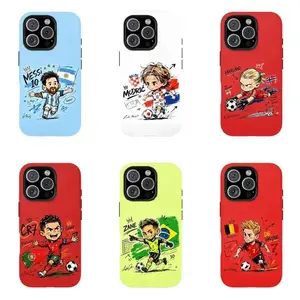 SU!Cute Q-Version Cartoon Football Star cr7 Ronaldo Smartphone Case - Graffiti National Team Soccer Athlete Protective Designer Shell, Cellphone Accessories for iPhone 11-17 Pro Max & Samsung S23-S26, Handheld Girly Gift