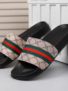 Summer Couple Fashion Floral Slippers, Non-Slip Comfortable Slide Sandals, All-Season PU Leather Eva Sole, Casual Home Outdoor Beach Shoes