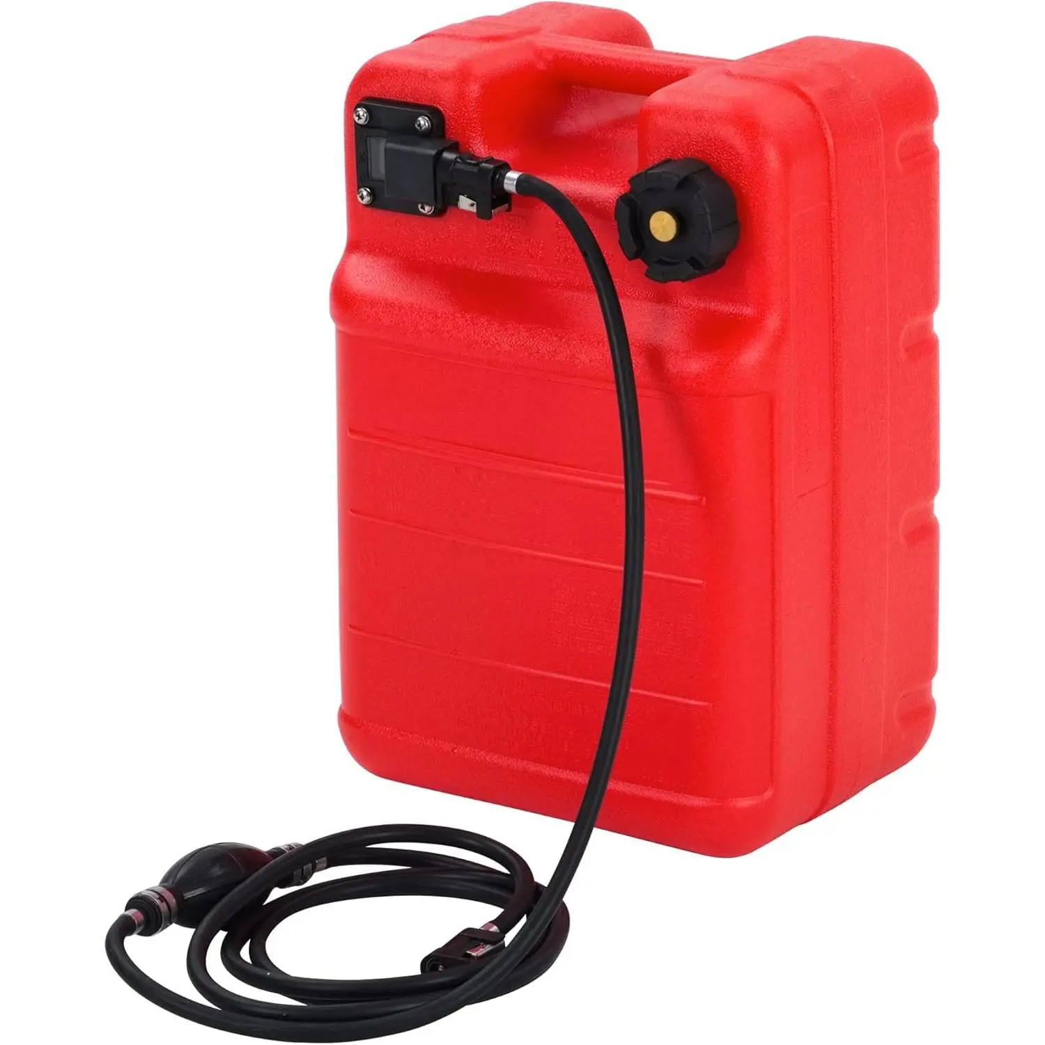 Portable 3G/6G Marine Fuel Tank with Hose & Pump, Heavy Duty Outboard Boat Gas Tank with I-Shaped Handle, Leak-Proof & Easy to Carry for Fishing & Yachting