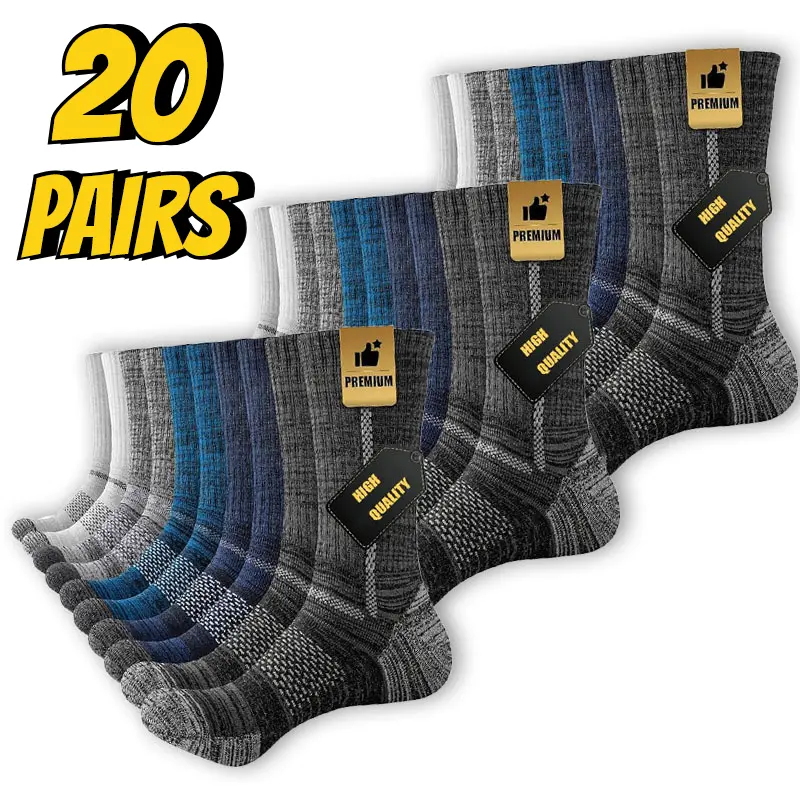Unisex Colorblock Crew Boot Socks for Women, 5/20 Pairs, Full Cushion, Moisture Wicking, Durable Reinforced, Work/Hike Use, Machine Washable, All Seasons, Soft Stretchy Comfort Fit