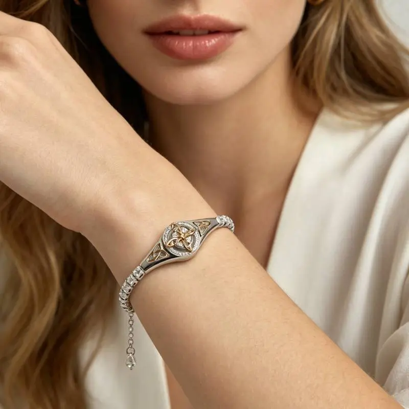 2-Tone Metal Bracelets & Bangles Combo with Ring - Silver-Toned Costume Jewelry Accessory, Unique Stylish Versatile Design, Sophisticated High-End Aesthetic, Silver-Toned Bracelets & Bangles