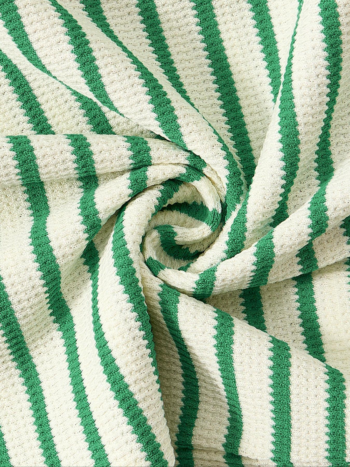 Women's Striped Print Crop Top & Shorts Loungewear Set, Casual Comfy Round Neck Short Sleeve Top & Shorts PJ Set, Shorts Pajama Set, Ladies Sleepwear for All Seasons