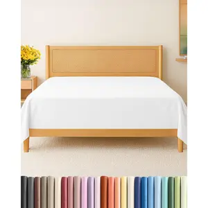 Queen Size Flat Sheet - Hotel Quality Top Flat Bed Sheet Only - Ultra-Soft, Comfy Breathable & Cooling - Fade & Wrinkle Free - Easy-Care, Stain & Shrink Resistant Bedding - Easy-Fit & Oeko-Tex - White