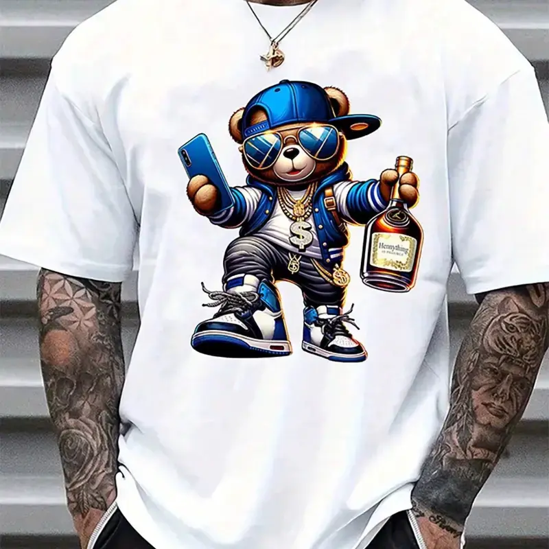 Women's Summer Pure Cotton Round Neck Short-Sleeve T-Shirt - Fashionable Casual Loose Cartoon Print Casual Wear Streetwear Top