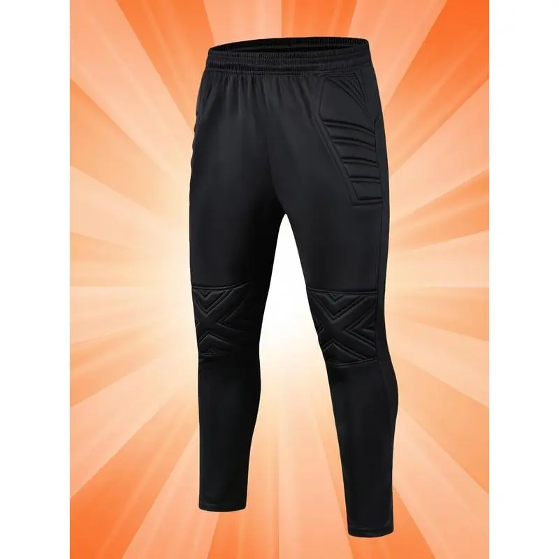 [Men's Soccer Goalkeeper Pants] Breathable Polyester Men's Soccer Goalkeeper Training Pants - Black with Protective Foam, Elastic Waistband, Durable for Sports & Outdoor Activities, Soccer Accessories Quick Dry Athletic Shorts Pockets western cowboy