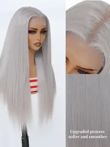 26-Inch 13X4 lace Wavy Synthetic Hair Wig, Center Part, Seamless Design, Easy Application, High Gloss, Ideal for Daily & Party Looks