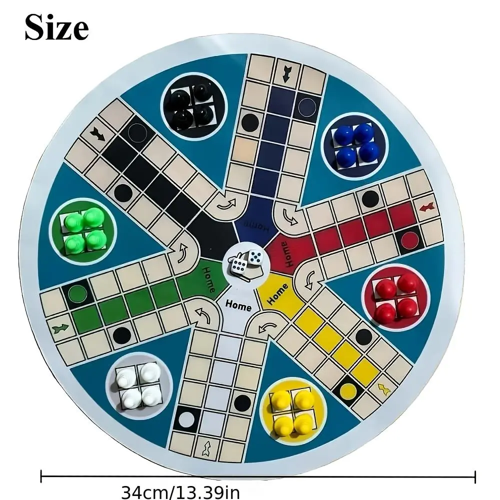 27pcs Game Board for 6 Players, Large Size 34cm/13.39 Inches - Includes: 1 Round Game Board, 24 Dice in 6 Colors, 2 Dice Cups. Classic Dice Game Board for 6 Players, with Numbered Pieces 1-6 - for Game Nights, Christmas, and Halloween