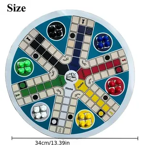 27pcs Game Board for 6 Players, Large Size 34cm/13.39 Inches - Includes: 1 Round Game Board, 24 Dice in 6 Colors, 2 Dice Cups. Classic Dice Game Board for 6 Players, with Numbered Pieces 1-6 - for Game Nights, Christmas, and Halloween