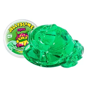 Slymu Jelly Slime Tropical Green - Clear, Unscented, Sensory Fidget Toys, 4 oz, Stress Relief, ASMR, Crisp Texture, Party Favors for Kids, Birthday Gifts for Girls and Boys, Goodie Bag Stuffers