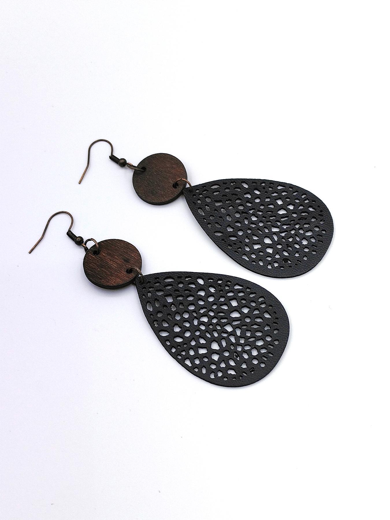 Women's Elegant Hollow out Water Drop Shape Dangle Earrings, 1 Pair Trendy Vintage Retro Dangle Earrings, Chic Gorgeous Jewelry As Gift for Girlfriend