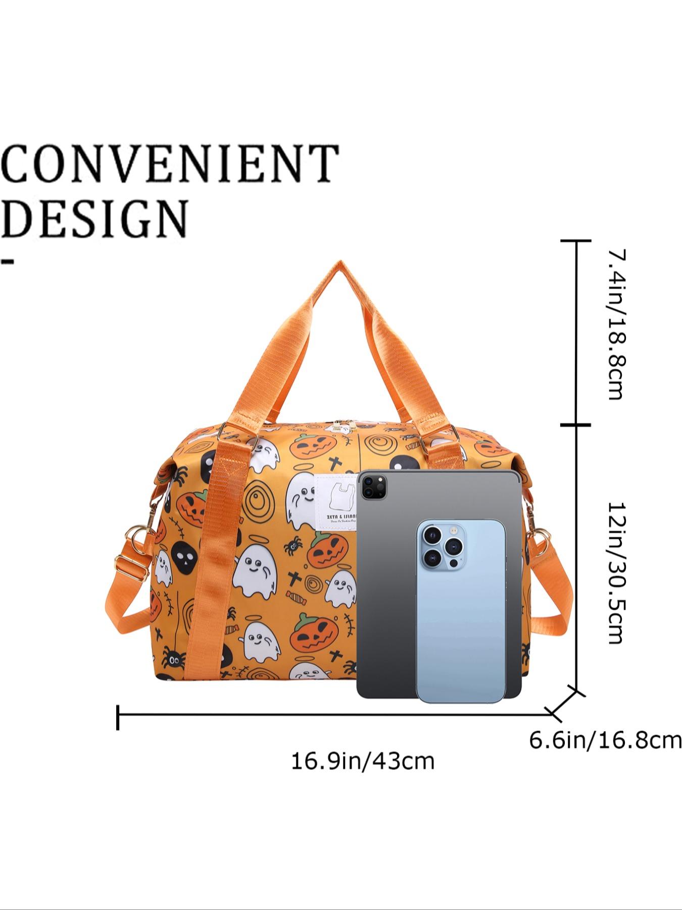 Halloween Themed Duffel Bag, Large Capacity Travel Bag with Waterproof Pocket & Shoe Compartment, Portable Travel Bag for Travel Sports Fitness Tourism