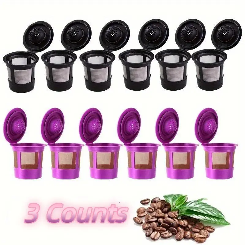 3 Pcs Reusable Coffee Filters – Mesh design coffee strainers for smooth brewing. Easy-to-clean eco-friendly replacement filters, money-saving reusable coffee accessories for home kitchen and daily coffee making.