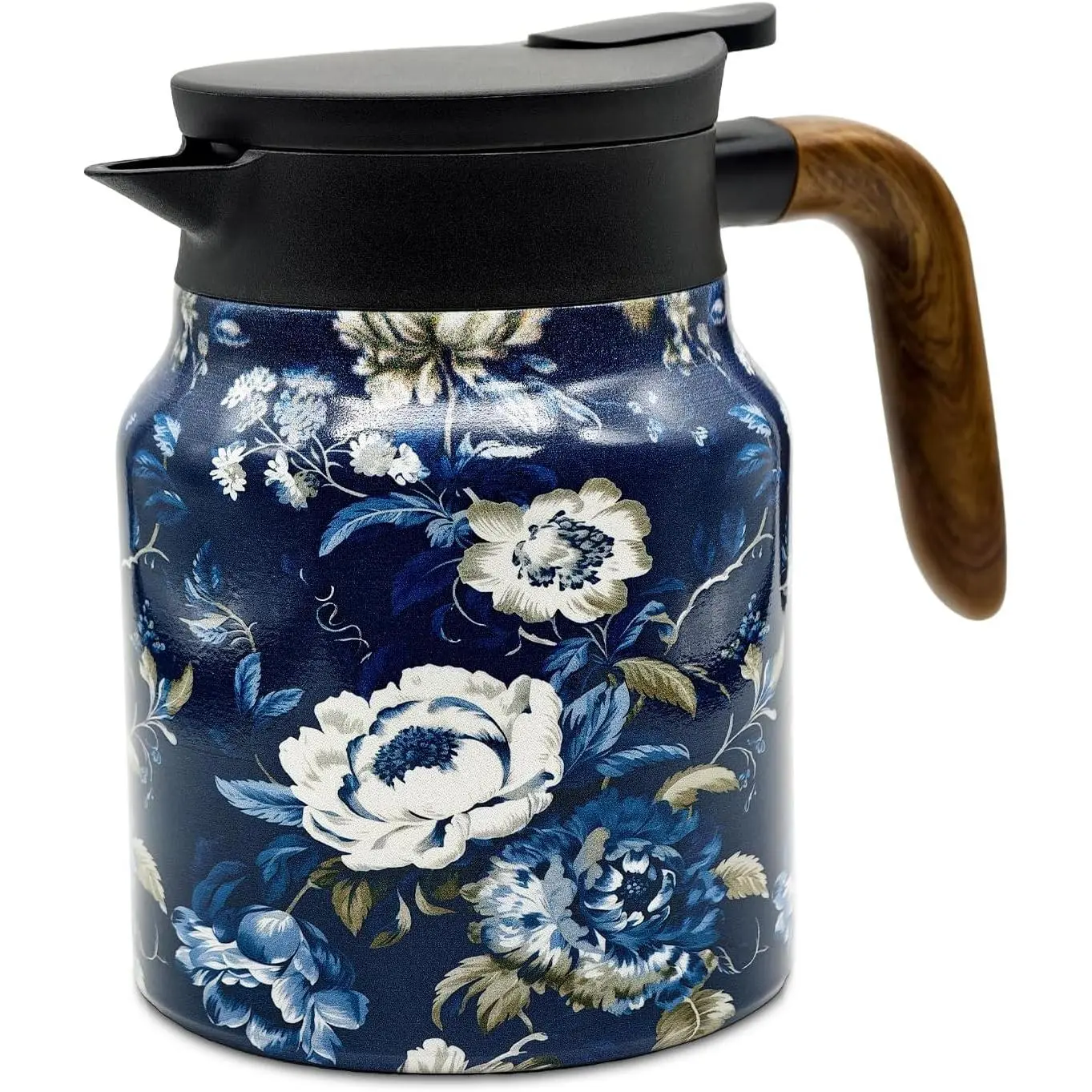 35 OZ Vintage Floral Tea Pot with Infuser Large Capacity Insulated Stainless Steel Tea Kettle 12 Hour Hot/Cold Retention Tea-Water Separation Loose Leaf Tea Steeper for Hot Drinks