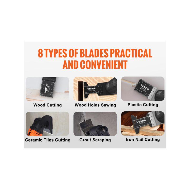 fathersdaygift VEVOR 30PCS Multi Tool Blades Kits, Universal Quick Release Oscillating Saw Blades, 8 Types Wood Metal Plastic Oscillating Tool Blades, Fit Dewalt Bosch Milwaukee Hitachi Chicago Craftsman