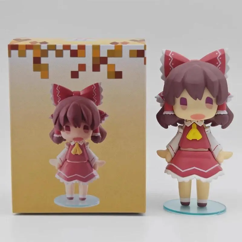 Touhou Project 10cm Q Version Reimu Hakurei Bricks Style Figure Posable Head Anime Model Toy Car Decor PC Case Ornament Gifts