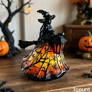 Halloween Witch Broom Desktop Lamp, Decorative Light Fixture, Festive Decoration, Home Decoration Piece, Bedside or Tabletop Ornament, Ambiance, Model 902-03, Spooky