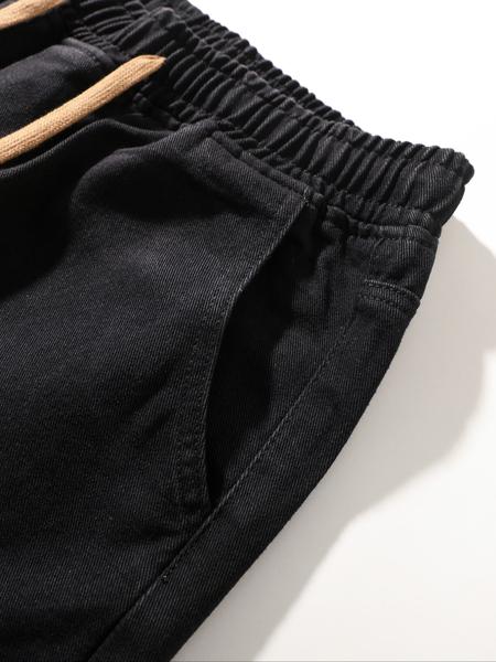 Men's Loose-Fit Relaxed Boot Cut Elastic Waist Denim Jeans, Casual Style All-Season Pants, Moderate Fabric Thickening, Comfortable & Versatile Wear Pants