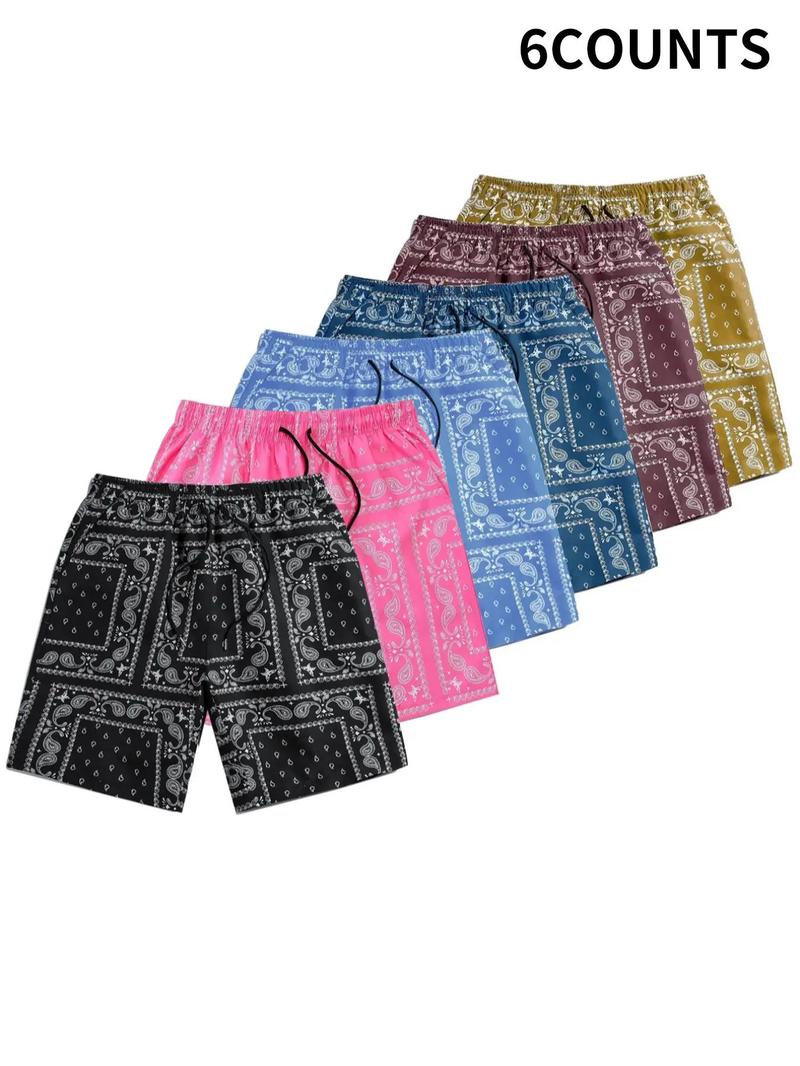Men's Paisley Print Drawstring Waist Shorts, Shorts for Men, Comfy Clothes for Men, Casual Pocket Design Straight Leg Shorts for Summer, Men's Bottoms for Beach Vacation, Summer Beachwear 2024