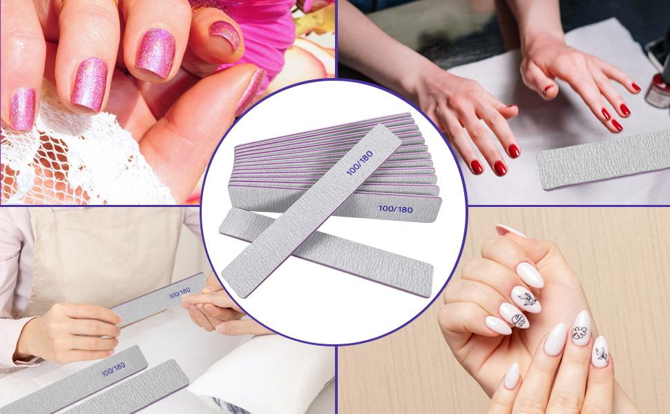 Nail Files (12 count), 100/180 Grit Emery Boards Nail File for Nails and Acrylic Nails, Double Sided Emory Boards limas para unas acrilicas Profesional Fingernail Filer Reusable Manicure Gray Nail Files (12 count), 100/180 Grit Emery Boards Nail File for Nails and Acrylic Nails, Double Sided Emory Boards limas para unas acrilicas Profesional Fingernail Filer Reusable Manicure Gray