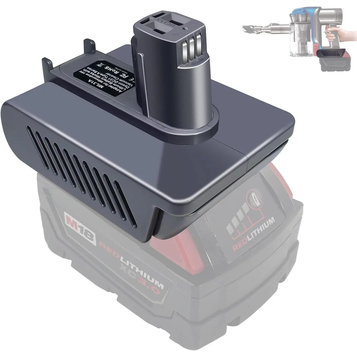 ML31A for Dyson Type A Battery Adapter for Milwaukee 18V Battery Convert to for Dyson DC30 DC31 DC34 DC35 DC44 DC45 Vacuum Cleaner