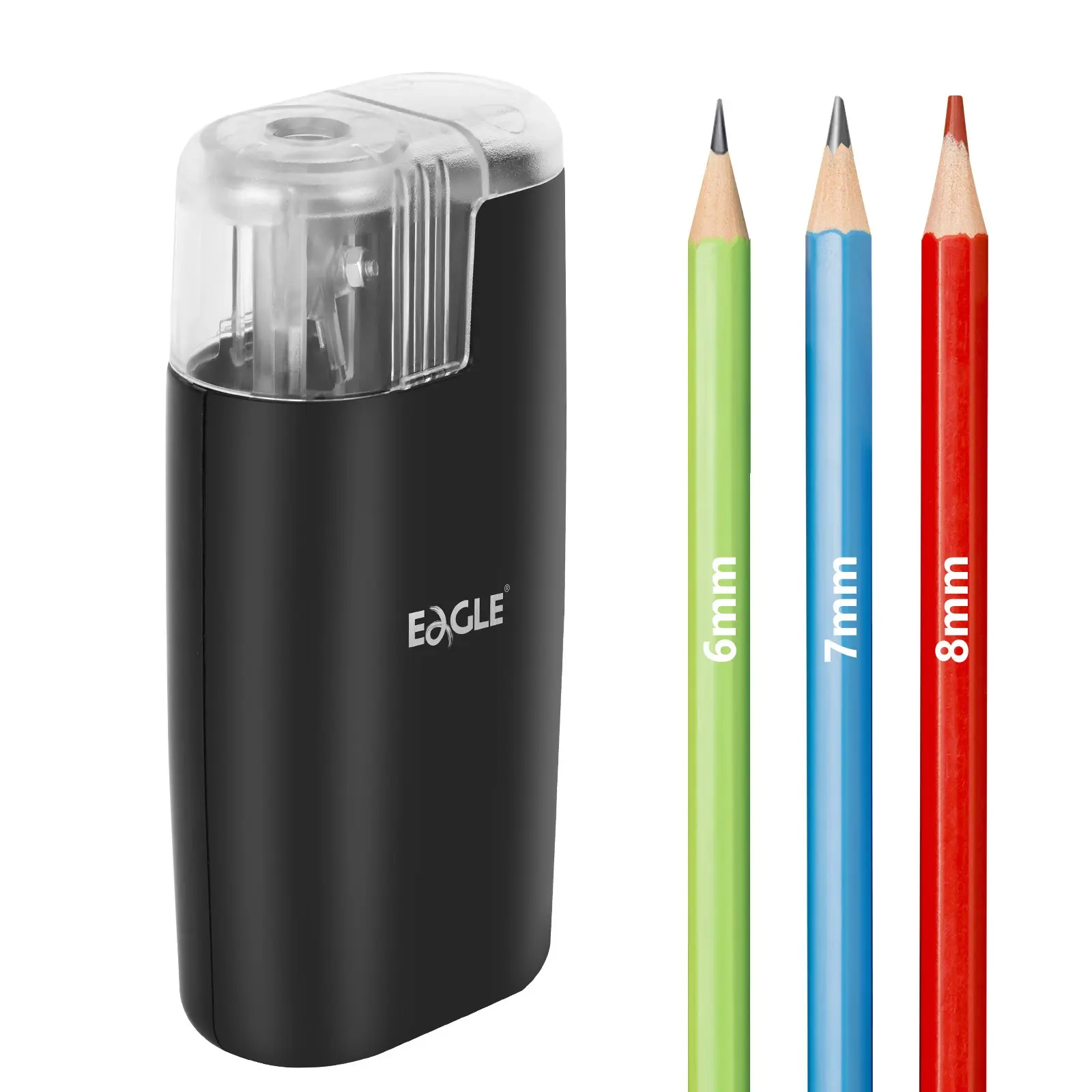 Single Hole Electric Pencil Sharpener, Battery Powered, Push-Start, Quick Sharpening, Handheld Portable, Mess-Free, Office Supplies