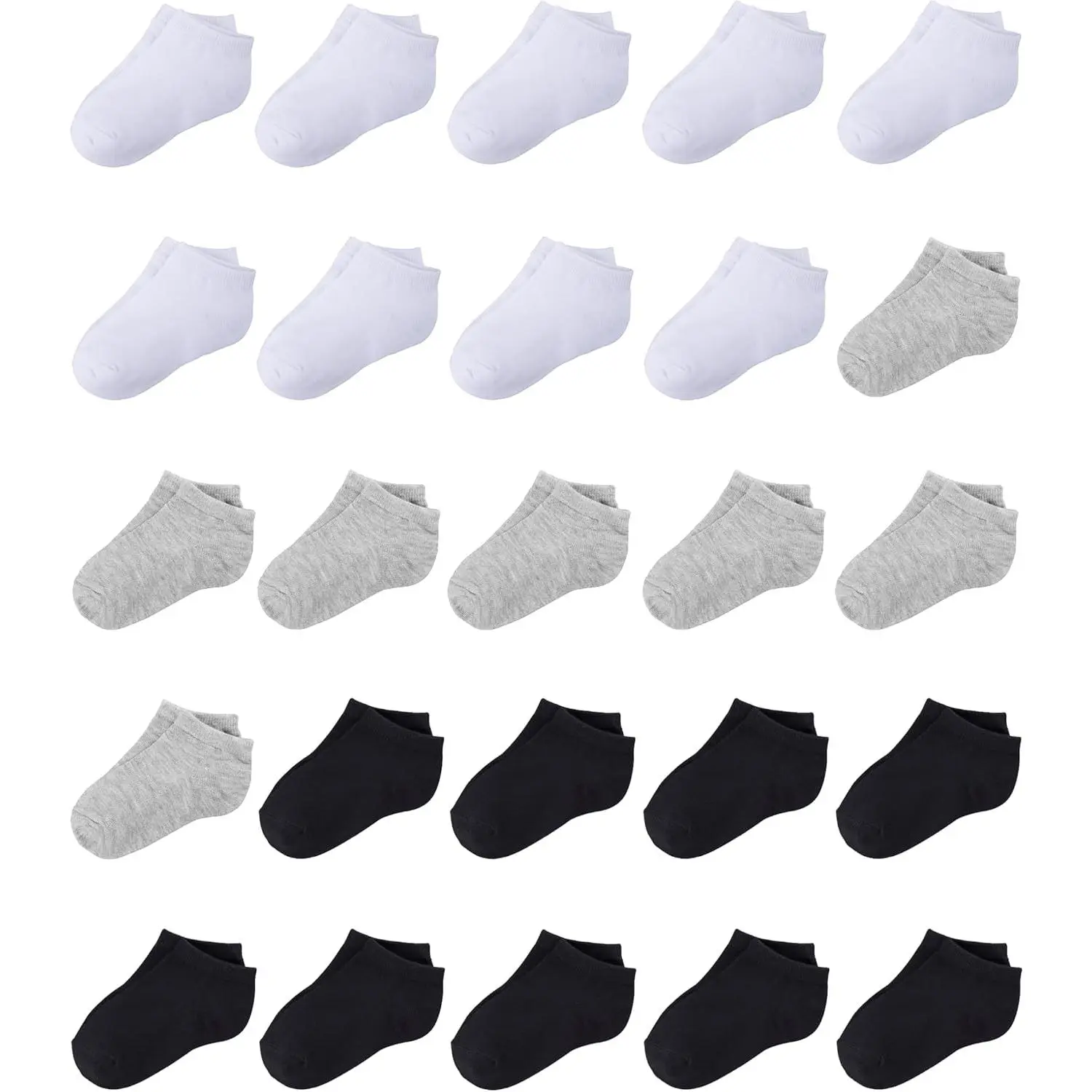 Toddler Socks, 25 Pairs Kids Baby Low Cut Half Cushion Ankle Socks for Toddler Boys Girls 0-10 Years Old