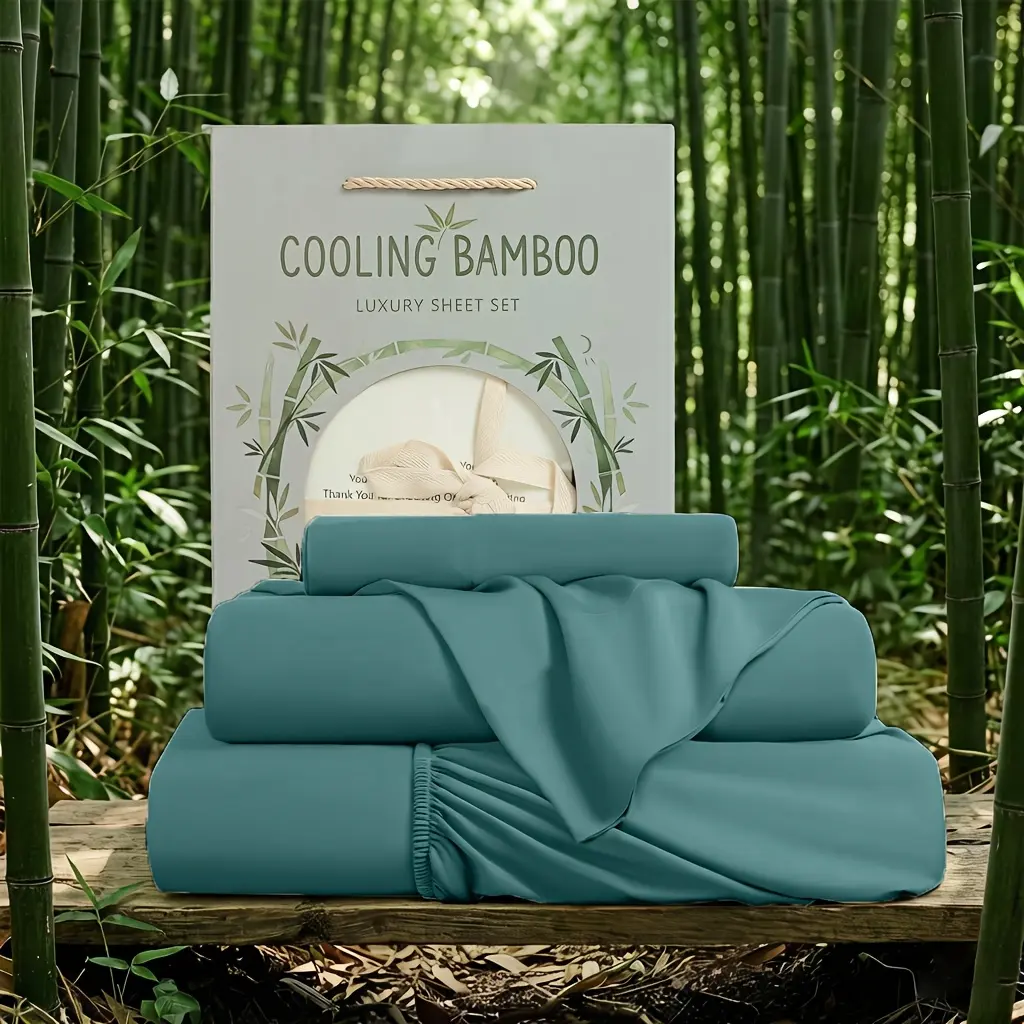 MUXHOMO 4PC Cooling Bedding Set - Deep Pocket Up To 8-19", Rayon Derived from Bamboo, Extra Soft, Breathable, Durable & Easy to Clean - Luxury Lyocell Bedding Suitable For Children's Rooms Decor