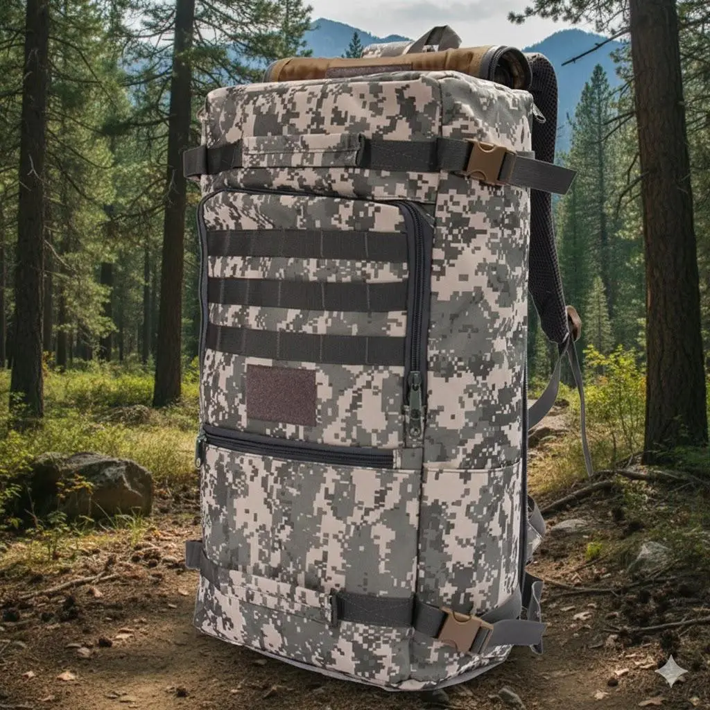 Military Grade 1000D Nylon Tactical Backpack, Waterproof & Tear-Resistant, Large Main Compartment with Laptop Sleeve, Hydration Compatible, MOLLE System, Reflective Strips, Detachable Top Pack for Outdoor Hiking, Camping, EDC Use.