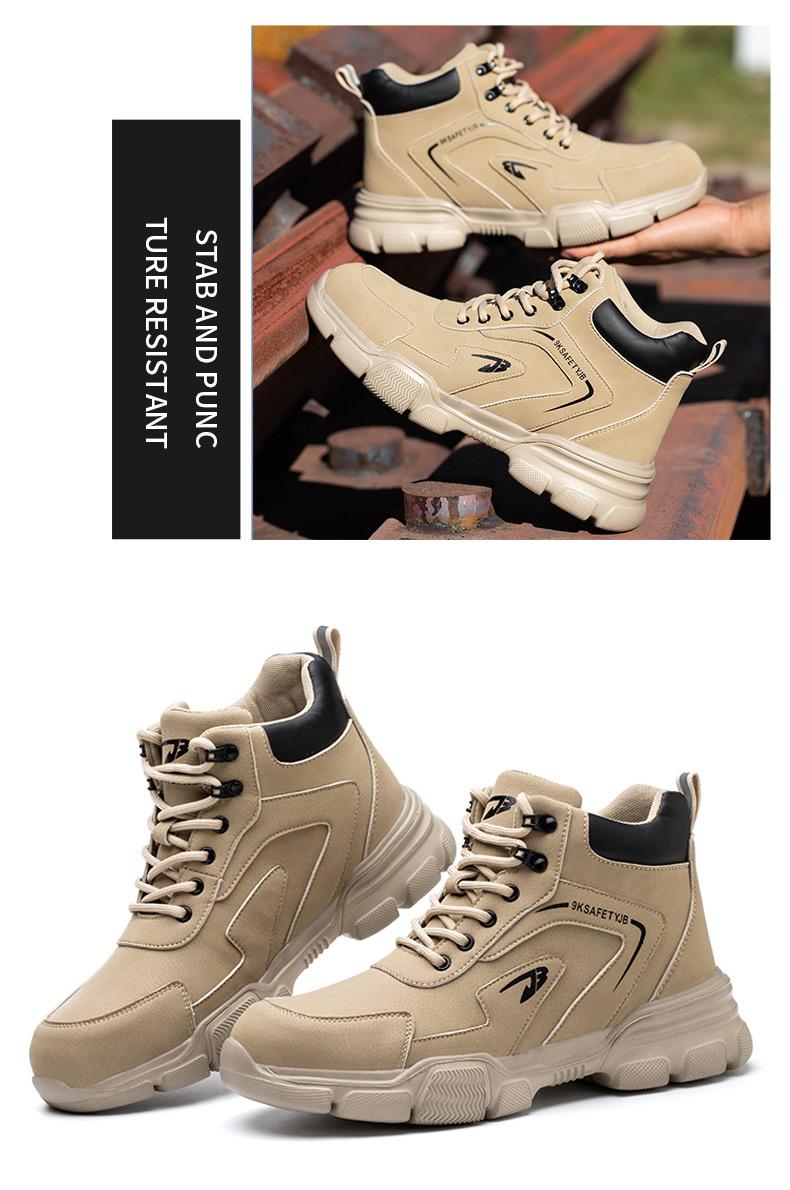 Men's Durable High-Top Steel Toe Safety Shoes, Slip-Resistant, Anti-Puncture, Anti-Crush, Suitable for Work, Industry, Construction, Security, Comfortable & Breathable, Warm for Autumn/Winter Product Model：9193