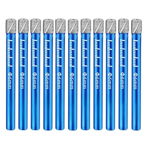 1/4"  Core Drill Bits Set Tile Hole  Kit Vacuum Brazed with Round Shank U Type Slot Design for Ceramic Porcelain Tile Marble Granite Quartz Glass 11 count