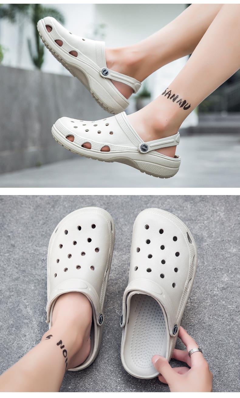 Mimilove Unisex Sandals Garden Clogs Women's Summer New Solid Color Slippers Couple Closed-Toe Beach Sandals Beach Clogs