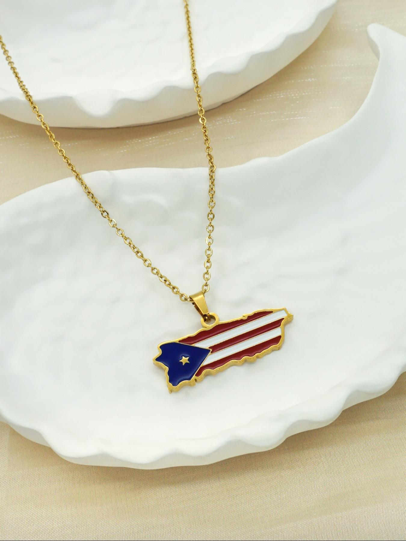 Fashion Stainless Steel Flag Design Charm Necklace, Punk Streetwear Women Matching Necklace, Hip Hop Matching Vintage Jewelry, Stainless Steel Craftsmanship, Streetwear Accessory, Streetwear Statement Jewelry, Boho Style Jewelry