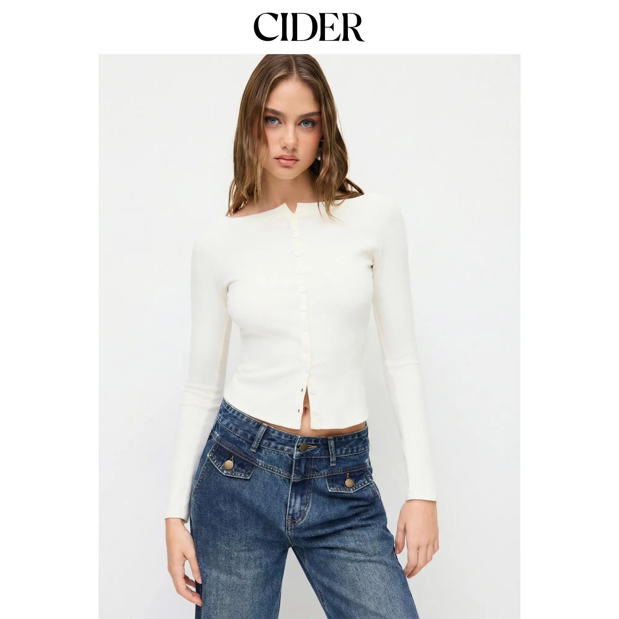 Cider Boat Neck Button Long Sleeve Top SummerFinds