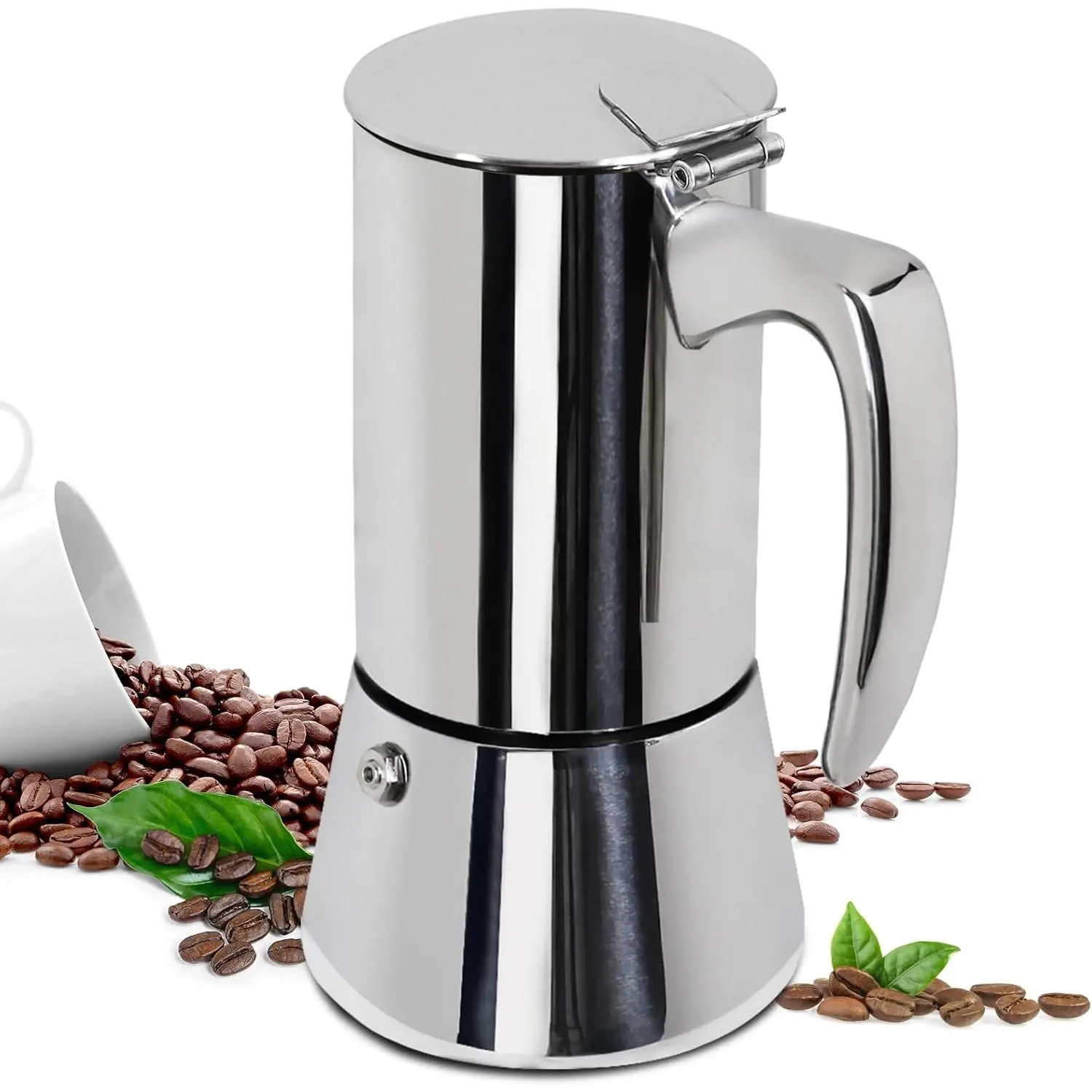 12 Cup Thickened 304 Stainless Steel 600ml Moka Pot, Italian Espresso Stovetop Coffee Maker Percolator for Induction Stove, Portable Classic Easy Brewing Coffee Pot for Home Cafe