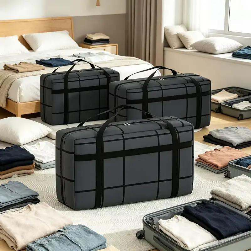 Large Capacity Foldable Flat Type Non-Woven Fabric Storage Bag - Handheld Bag Compression Type Closet Organization Pouch with Dustproof, Moisture-Proof Zipper Closure Home Organizer