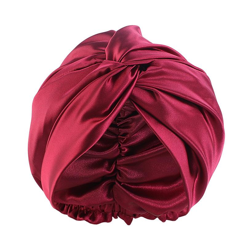 Fashion Satin Double Layer Sleep Cap, Cross Twist Shower Cap, Beauty Head Wrap