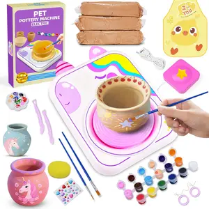 Pottery Wheel for Kids Girls, Arts & Crafts Toys for Ages 6-12+, Pottery Craft Kit with 3 Pack Air-Dry Clay, Art Supplies Birthday Gift (Purple)
