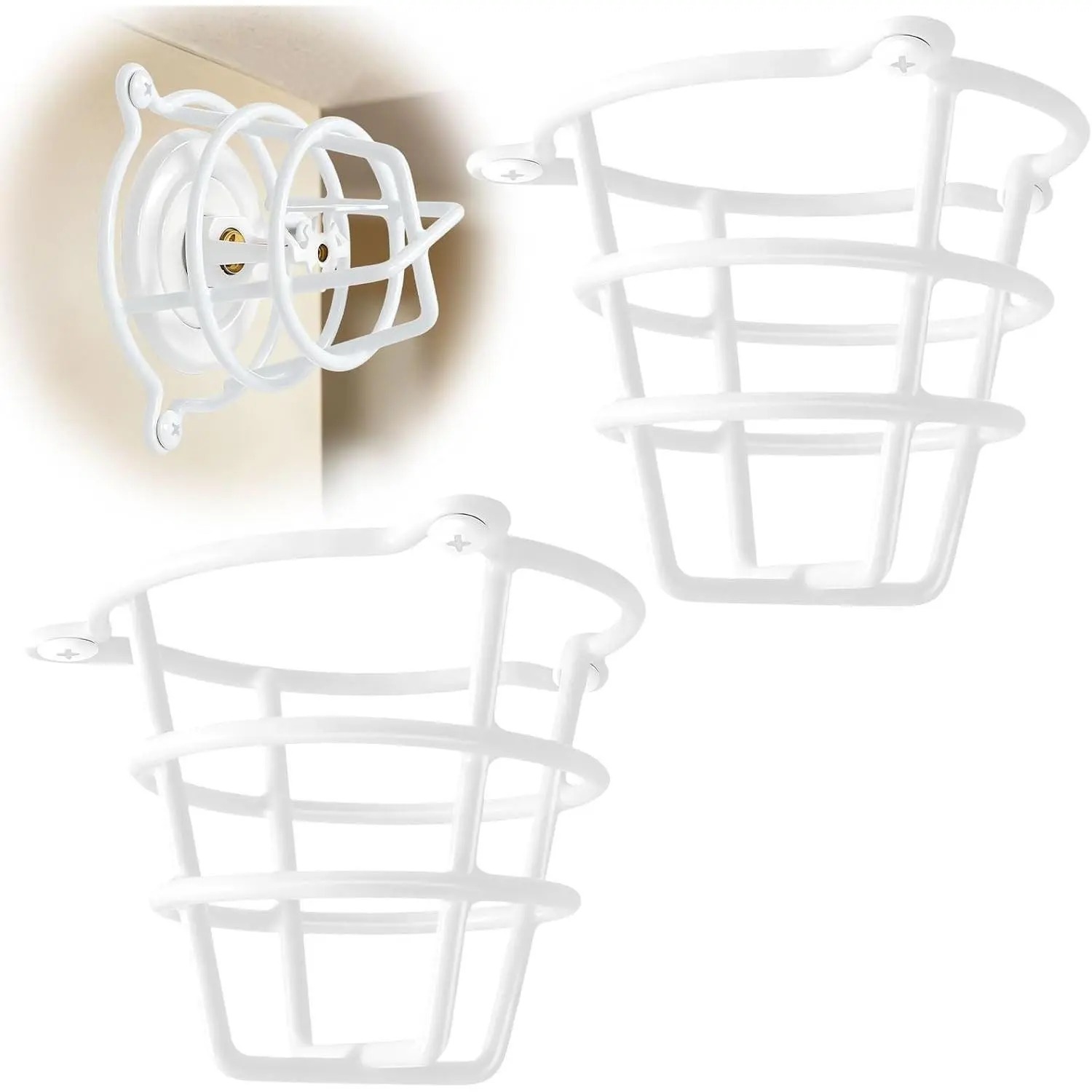 (2 Pack) White Fire Sprinkler Head Guard Cover Cage Protector for Both 1/2" & 3/4" Fire Head for Protecting Side Wall & Pendent Head Fire Sprinkler Covers for Ceiling